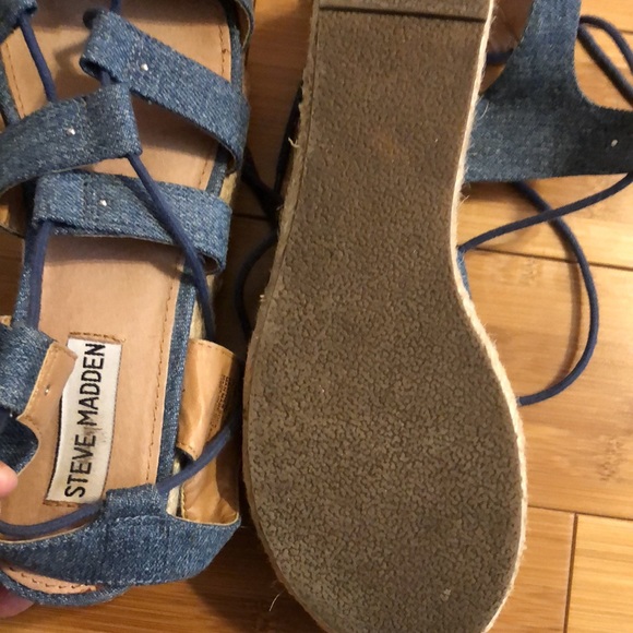 Steve Madden Brayla Denim Fabric Espadrille Wedges Size 9 - Picture 9 of 10